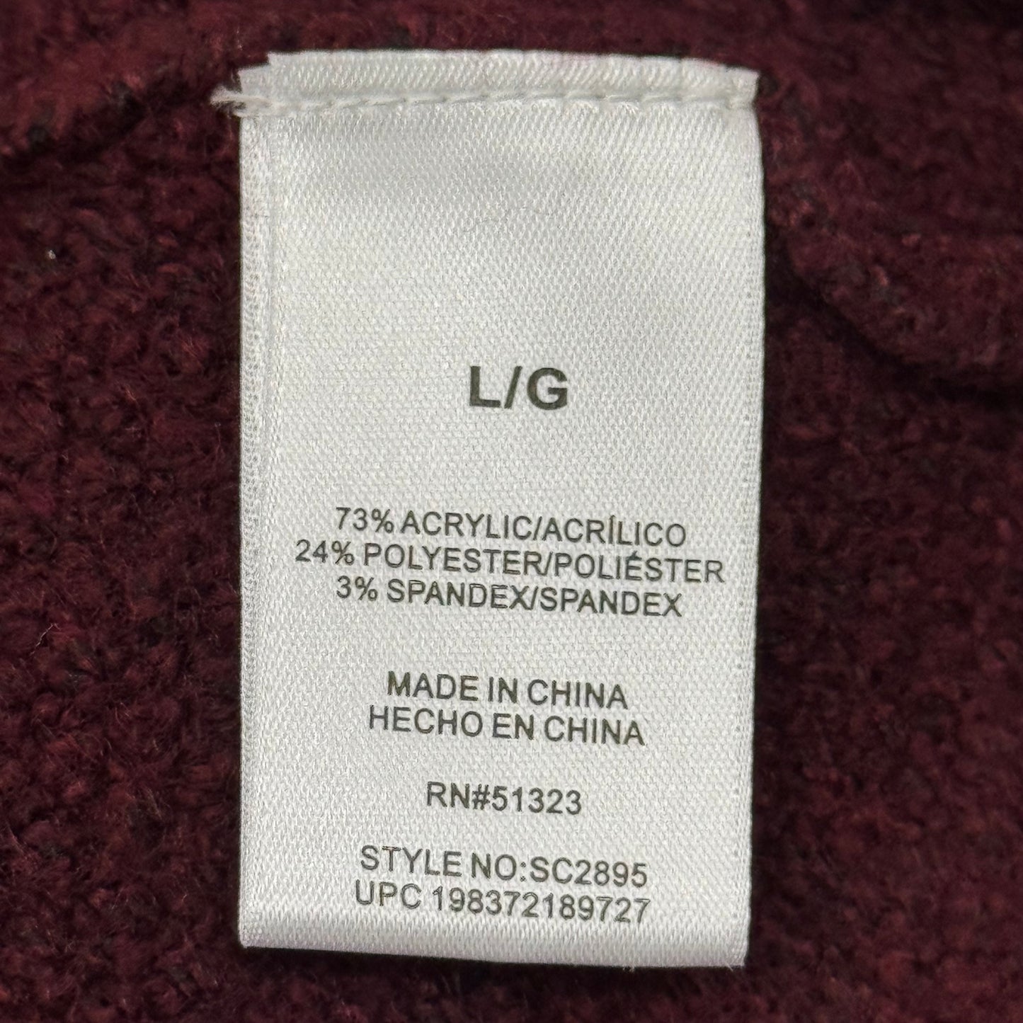 VINCE CAMUTO Cable Knit Sweater Women's Sz-L Wine SC2895