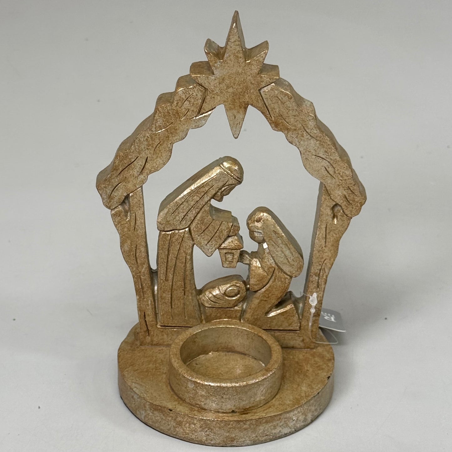 RAZ IMPORT Resin Holy Family Tea Light Candle Holder Gold 7.25" 4412124