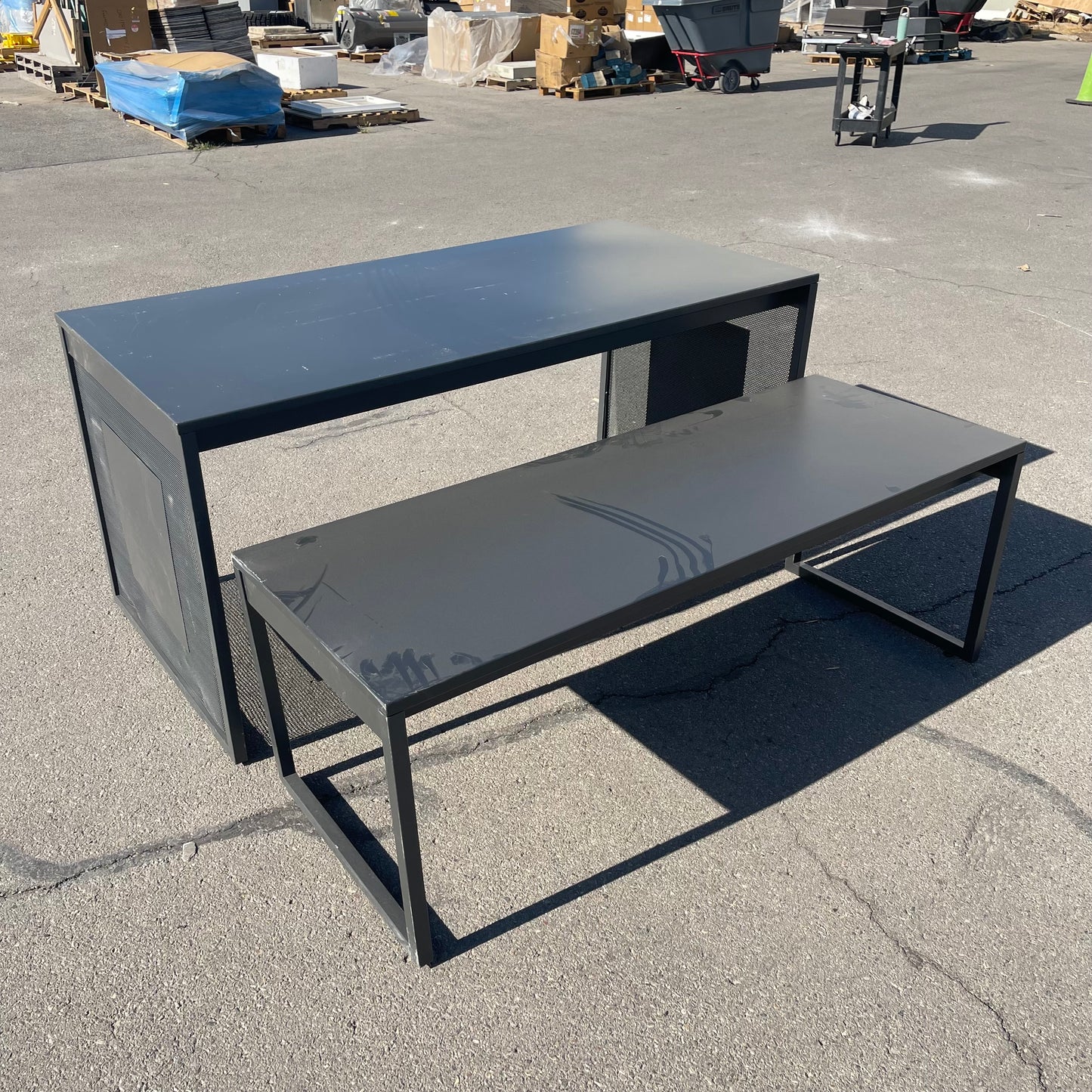ZA@ UNBRANDED Roll Out Metal Shelving/Tables (AS-IS)