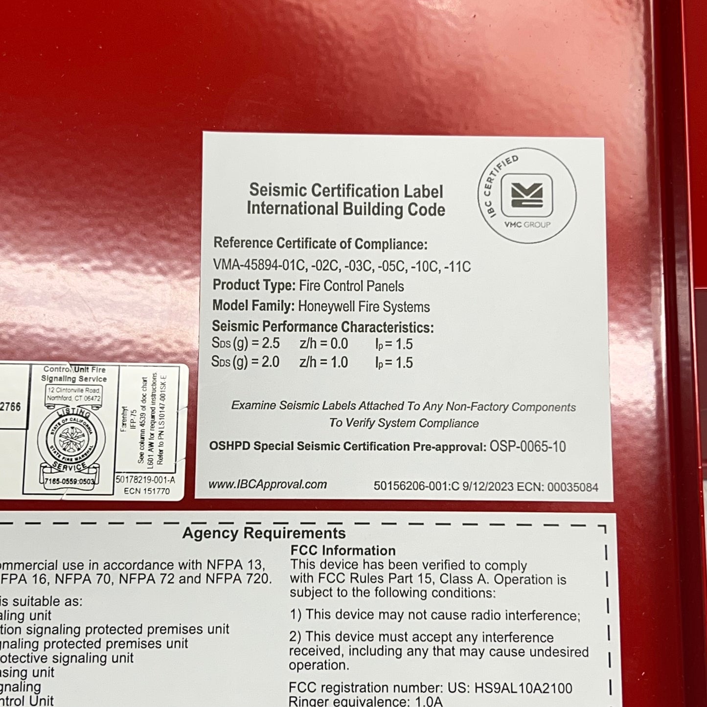 HONEYWELL Silent Knight Fire Alarm Control Panel In Cabinet 19x16x3 Red IFP-75
