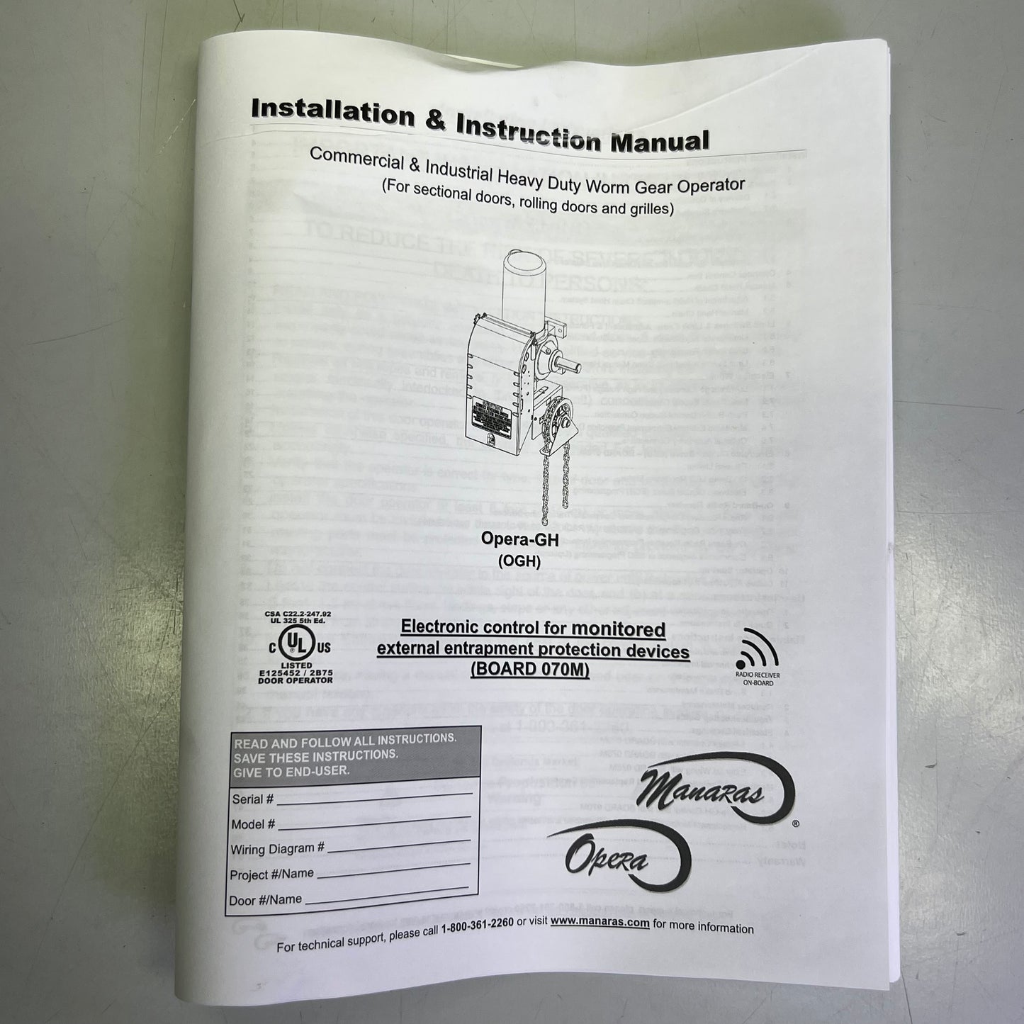 OPERA-GH Heavy Duty Hoist Operator 22"L x 13"W x 8"H Green/Black OGH 6114-0M00