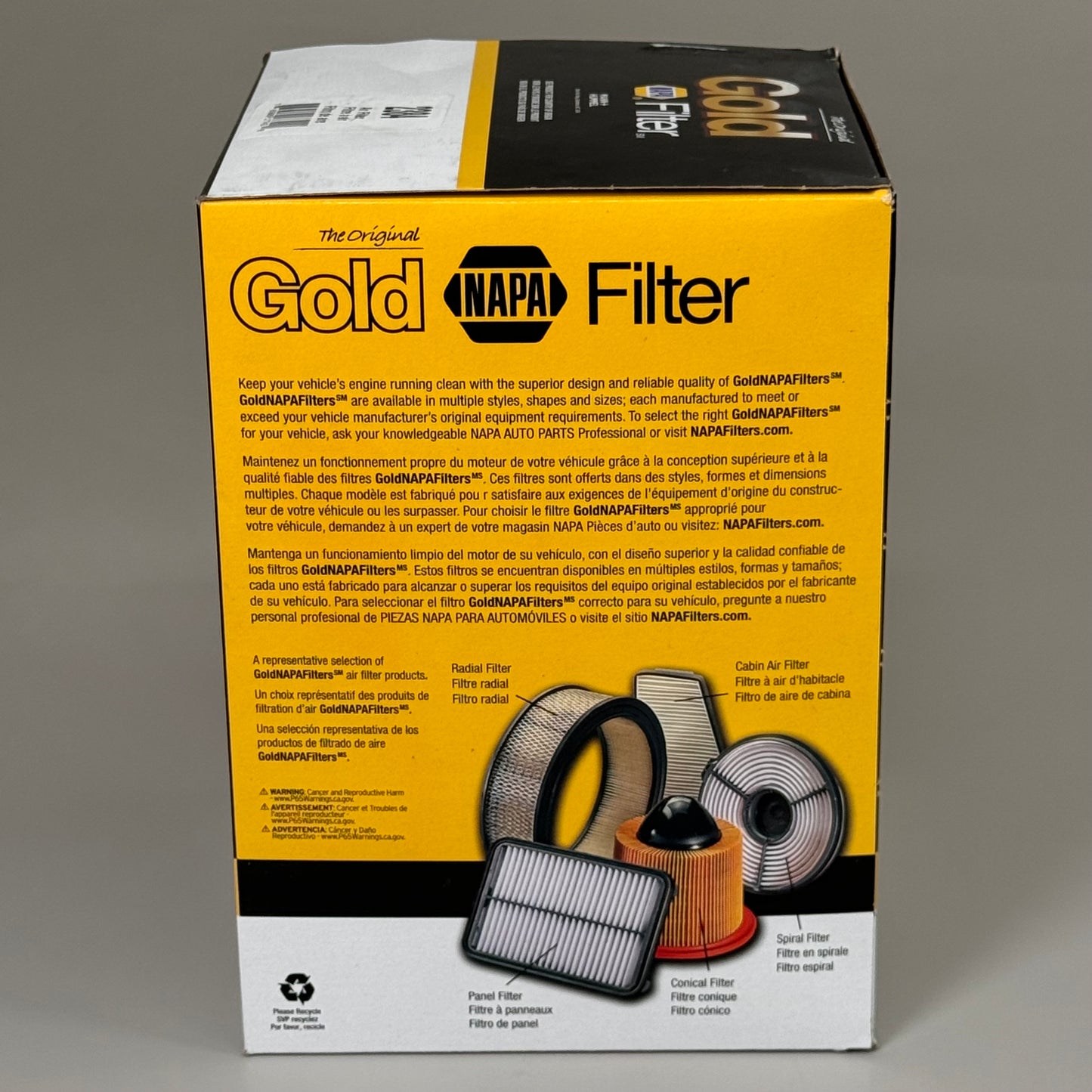 NAPA The Original Gold Air Filter Cellulose Media Material 2.52" Inside Dia 2384