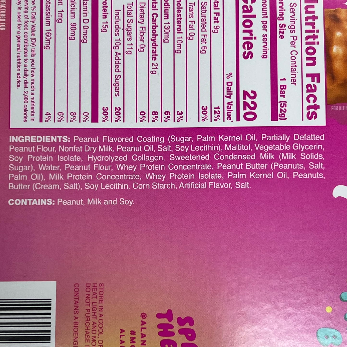 ALANI (12 PACK) Soft Peanut Butter & Jelly Protein Bars Gluten Free 1.83 Oz