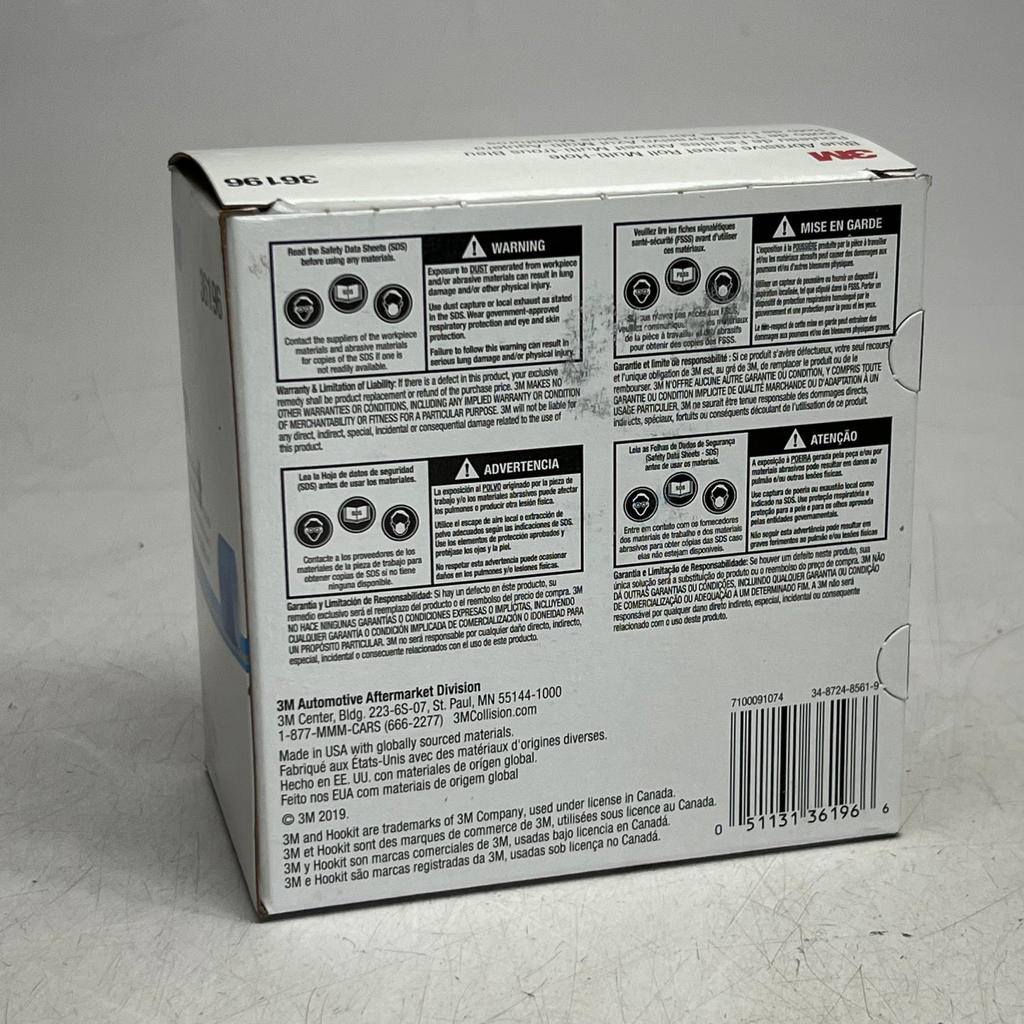 3M Hookit Blue Abrasive Sheet Roll Multi Hole 13YD Blue 36196