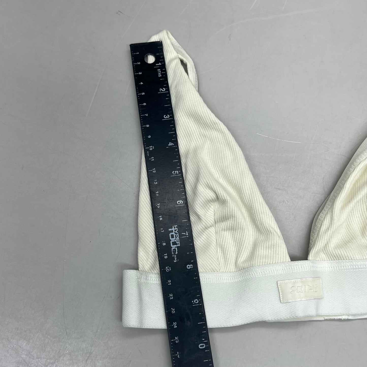 SKIMS Breathable Cotton Rib Triangle Plunge Bralette Womens Sz XS Bone BRPLG0037