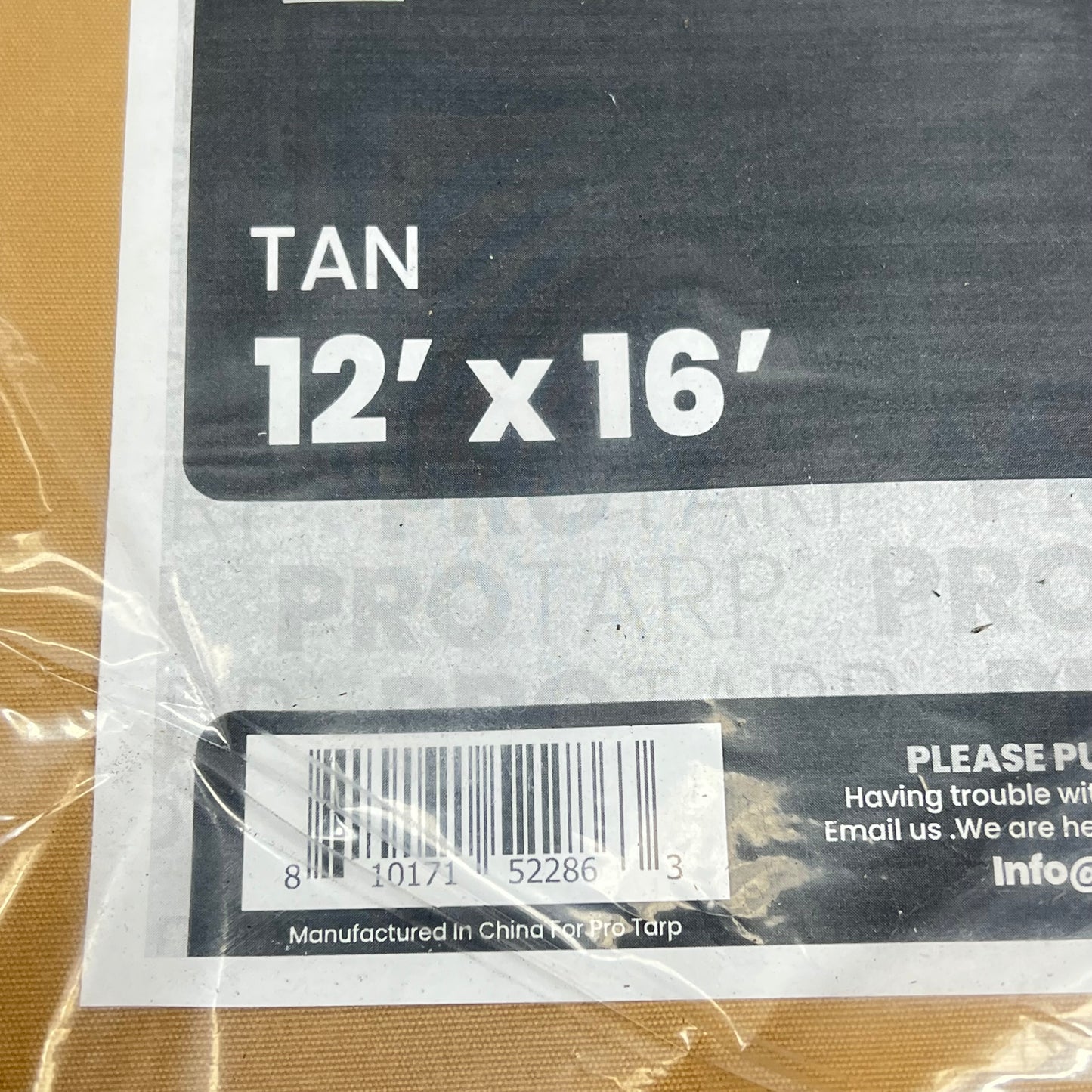 PROTARP Heavy Duty Canvas Tarp UV Resistant 14oz 12'x16' Tan PT-305-12X16