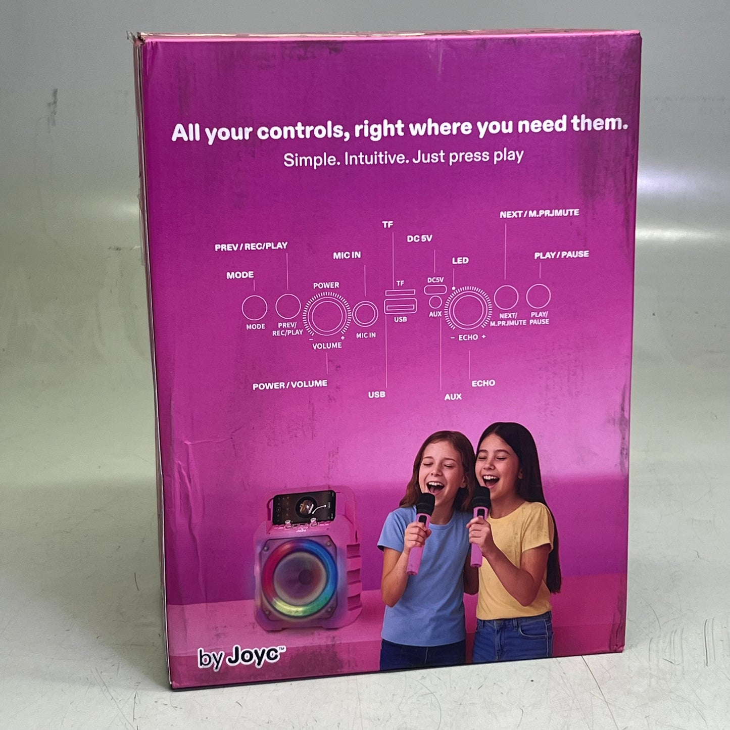 JOYC Mic Drop Karaoke Machine With 2 Wireless Mics & RGB Lights 2AKZ8-LBS237