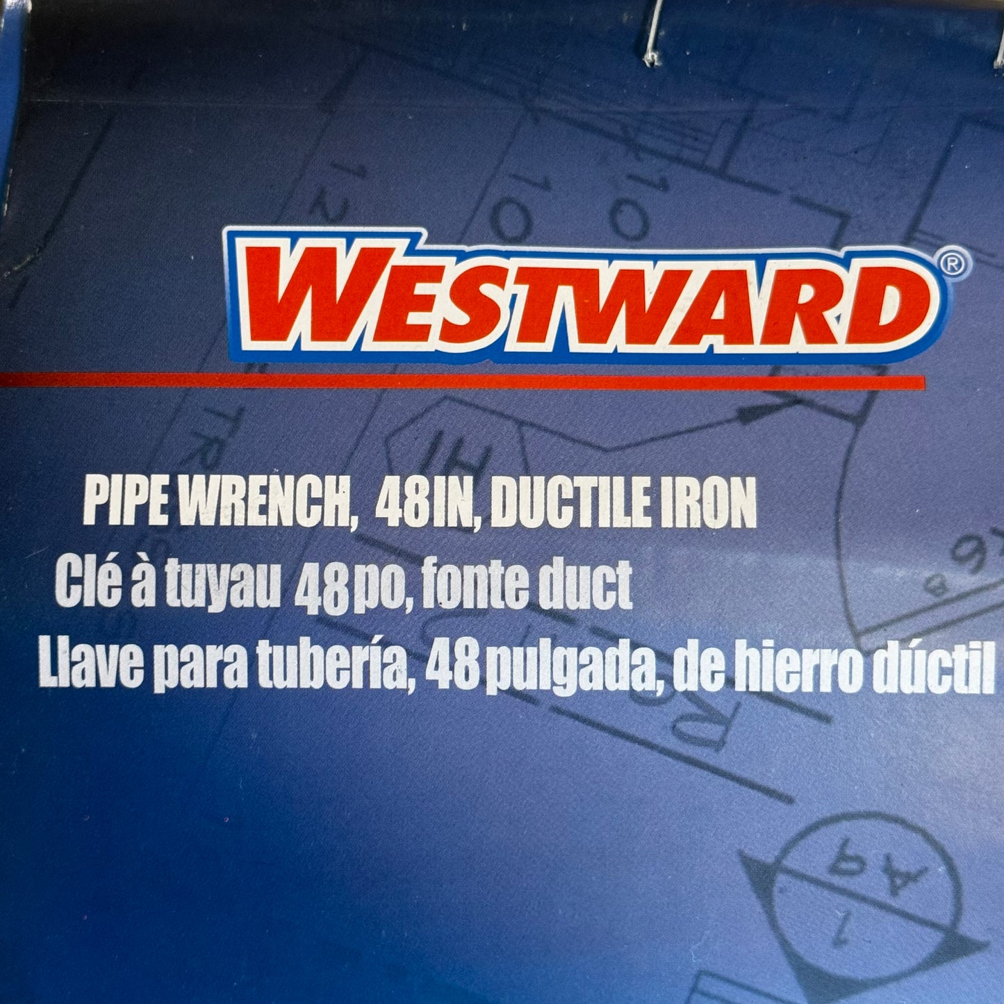 WESTWARD Cast Iron Pipe Wrench 6" Jaw x 48" Long Red 6ATY2A