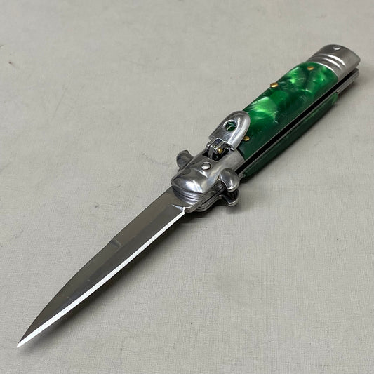 ZA@ ARMED FORCE TACTICAL Hand Crafted OTF Pocket Knife 3" Blade 7" Knife Green Marble ST-8GN