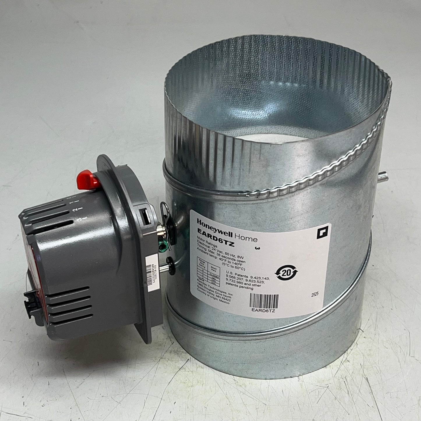 HONEYWELL Steel TrueZONE Motorized Fresh Air Damper 6" 24V Chrome EARD6TZ