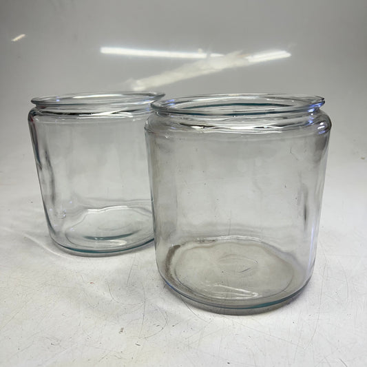 ZA@ (2 PACK) Clear Jars (missing Lids) 6.5" ID 8" Tall Clear (As-Is)