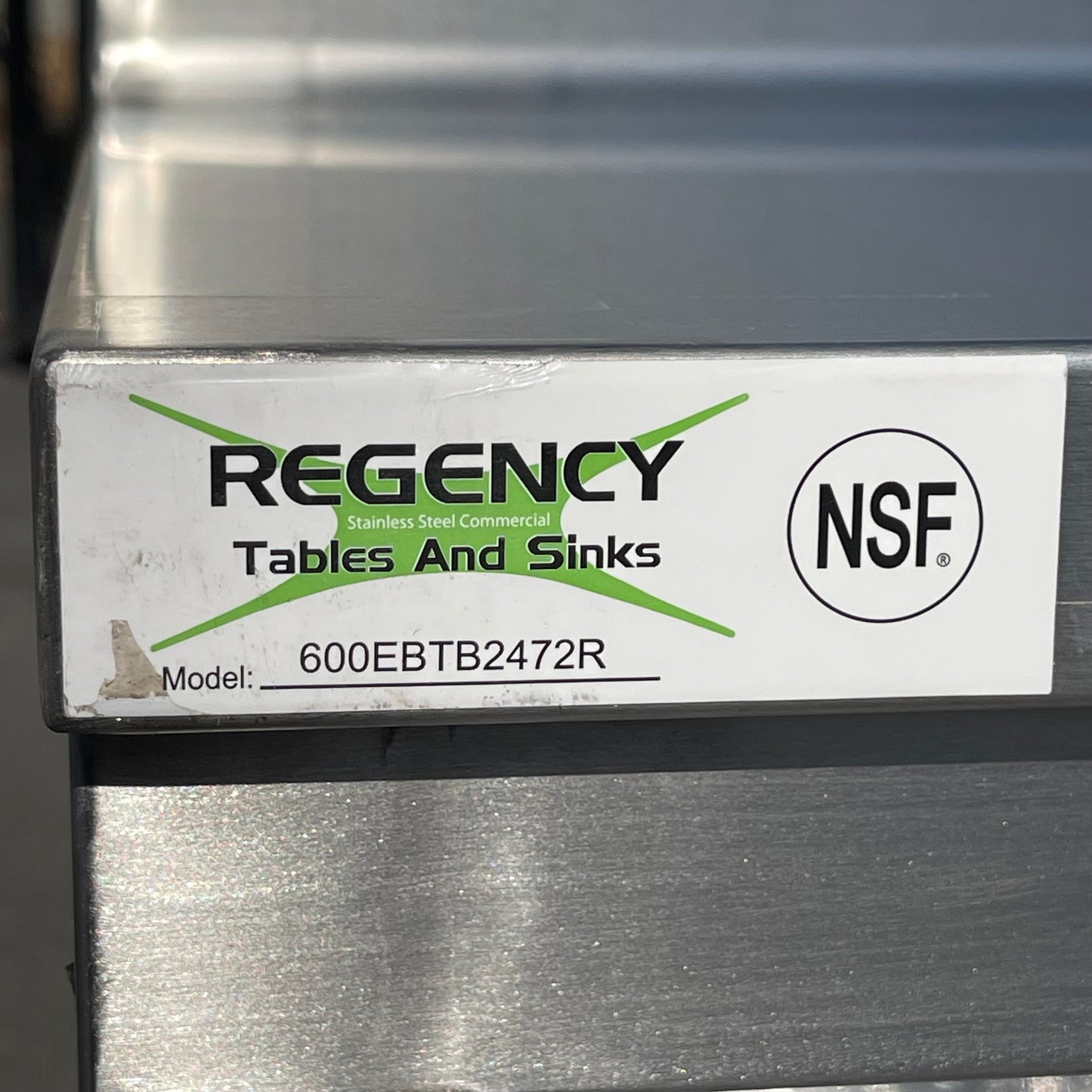 Z@ REGENCY Enclosed Base Sliding Doors Table 74”x36”x24” Stainless Steel 600EBTB2472R (AS-IS)