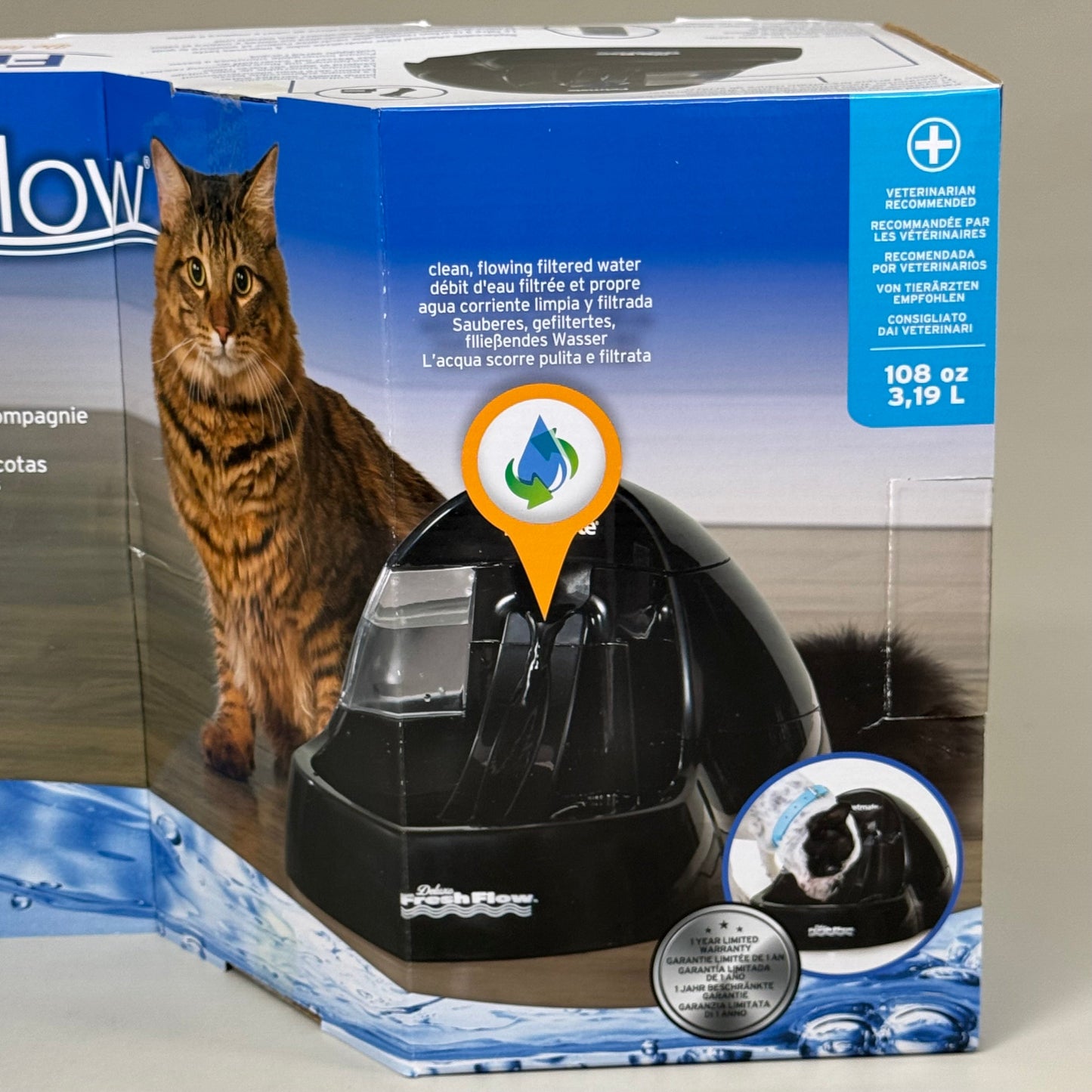 ZA@ PETMATE Deluxe FreshFlow Purifying Pet Fountain 108 oz Black 24870 A