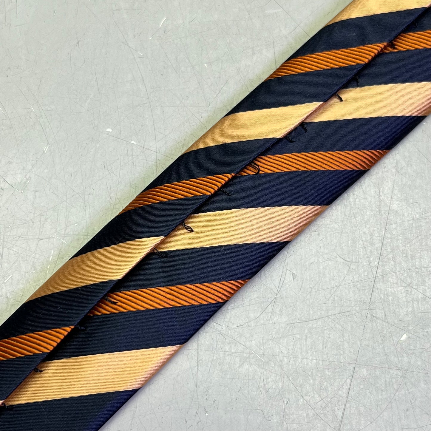 ALEXANDER JULIAN COLOURS Slanted Design Tie 64" Orange/Navy Blue (Pre-Owned)