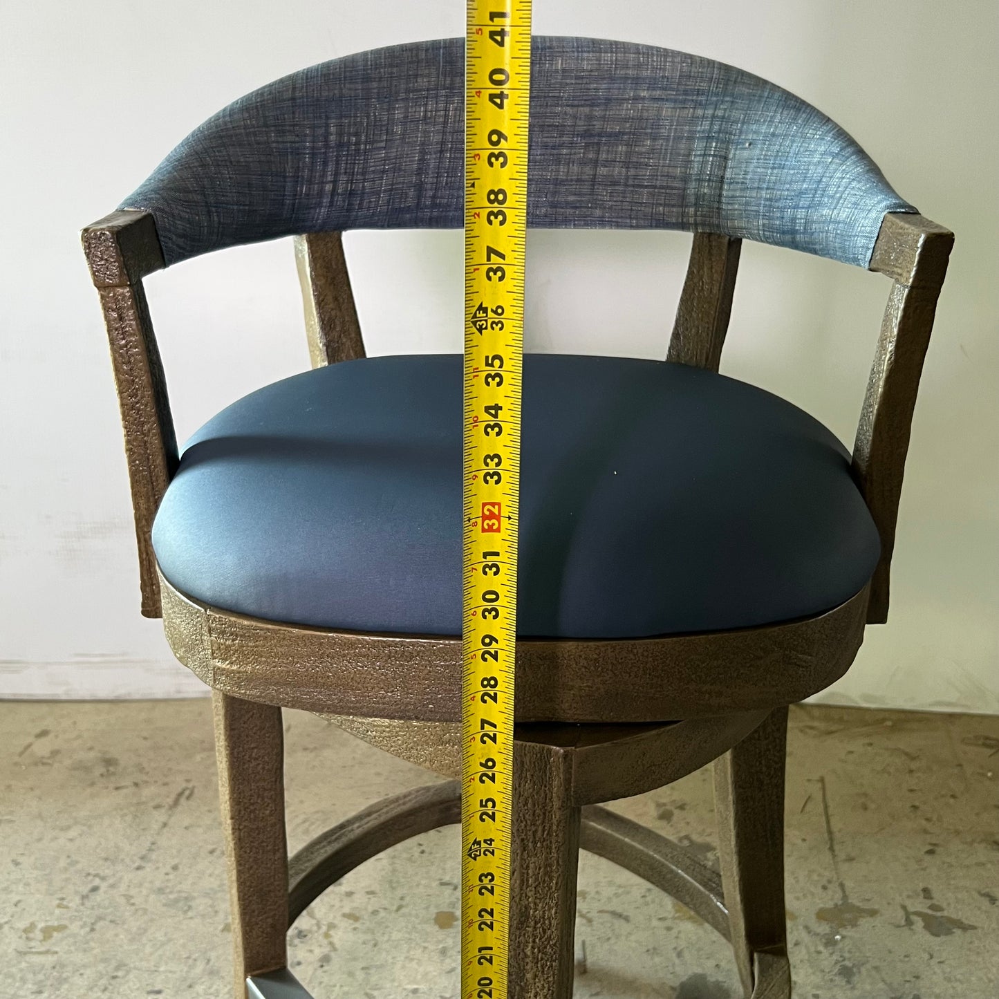 PALECEK Menlo Distressed Swivel Barstool 22"W x 22"L x 41"H Blue 723838