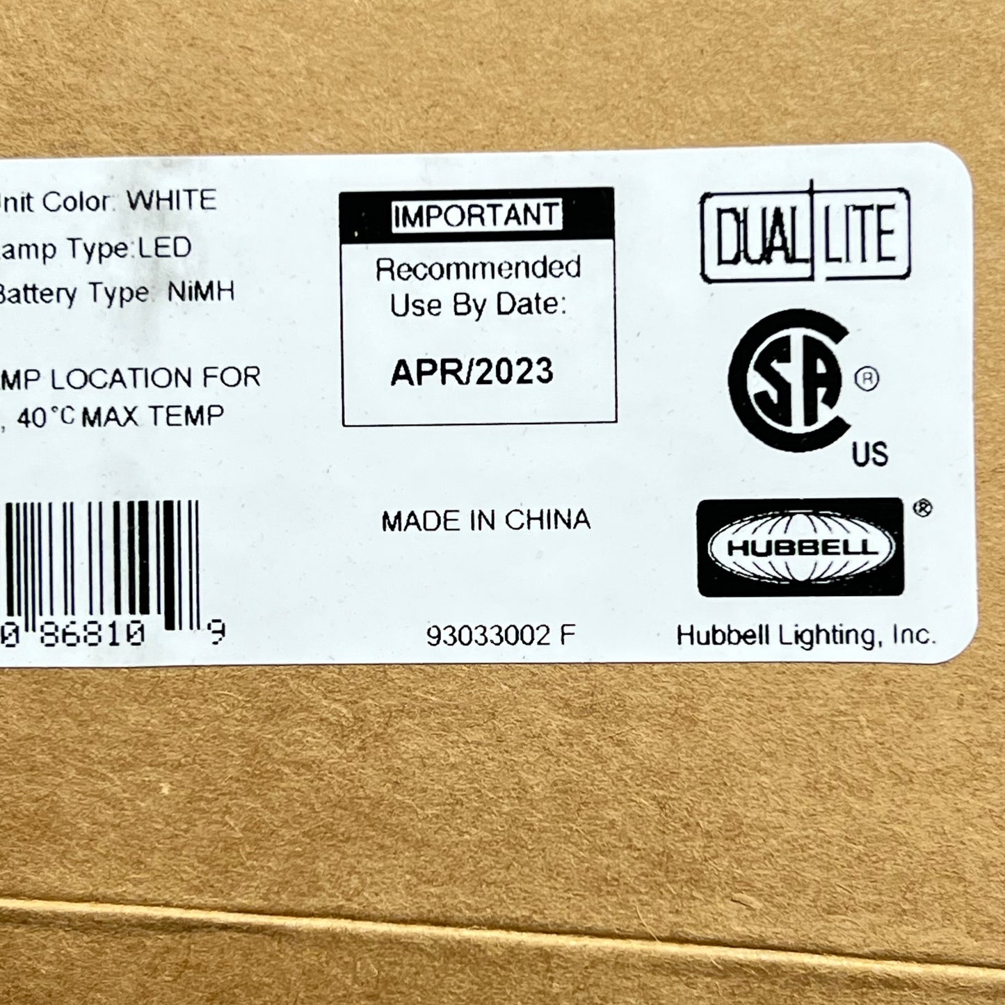 HUBBEL Ceiling Mounted Recessed Led Emergency Light 120/277VAC White EV4RI 9