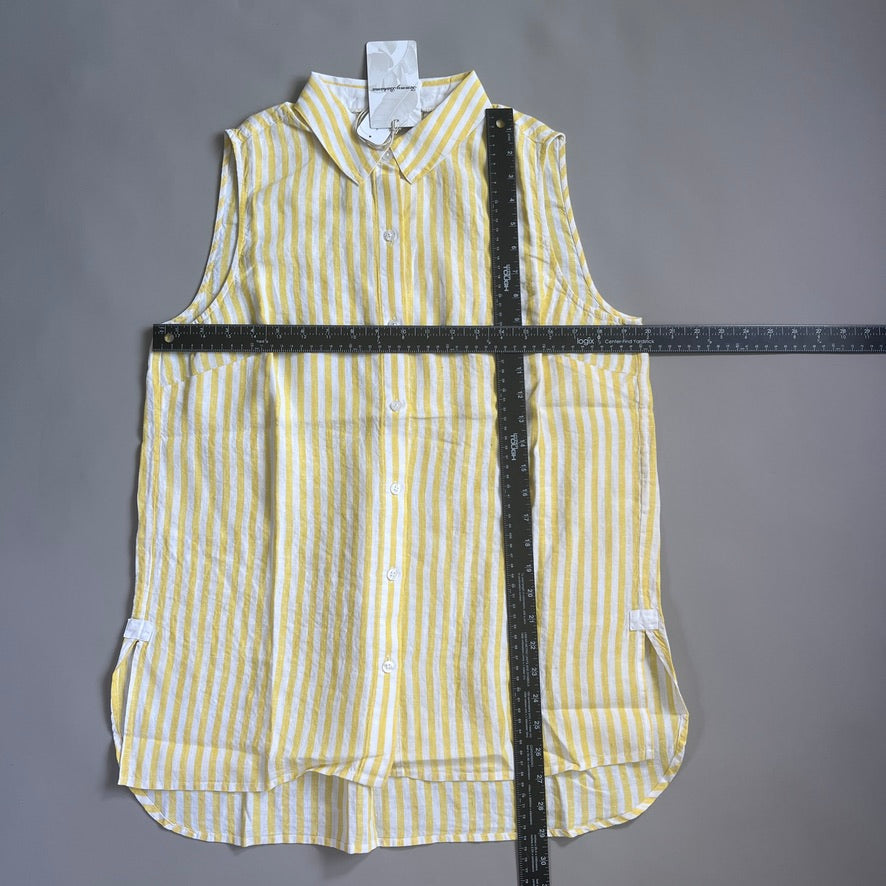 TOMMY BAHAMA Women's Cabana Stripe Shirt Sleeveless Island Sun Yellow Size L (New)