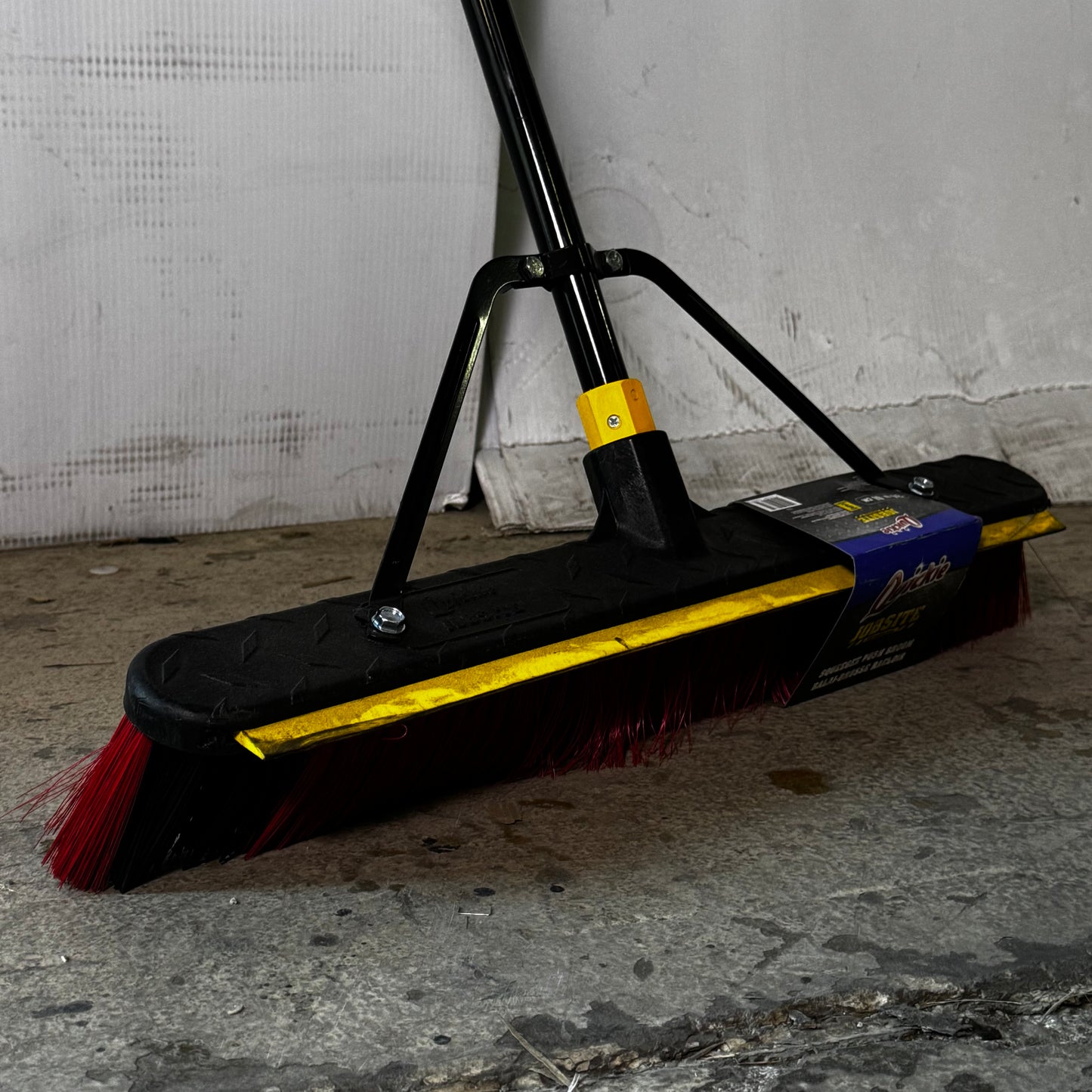 QUICKIE Jobsite Broom Soft/Stiff Combo 24" X 63" Red & Black 635SU