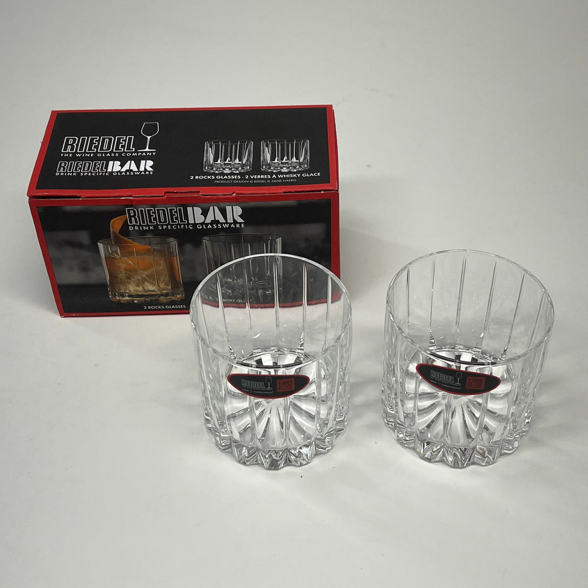 RIEDEL BAR Drink Specific Glassware 2 Rocks Whiskey Glasses Set of 2 Clear 6417