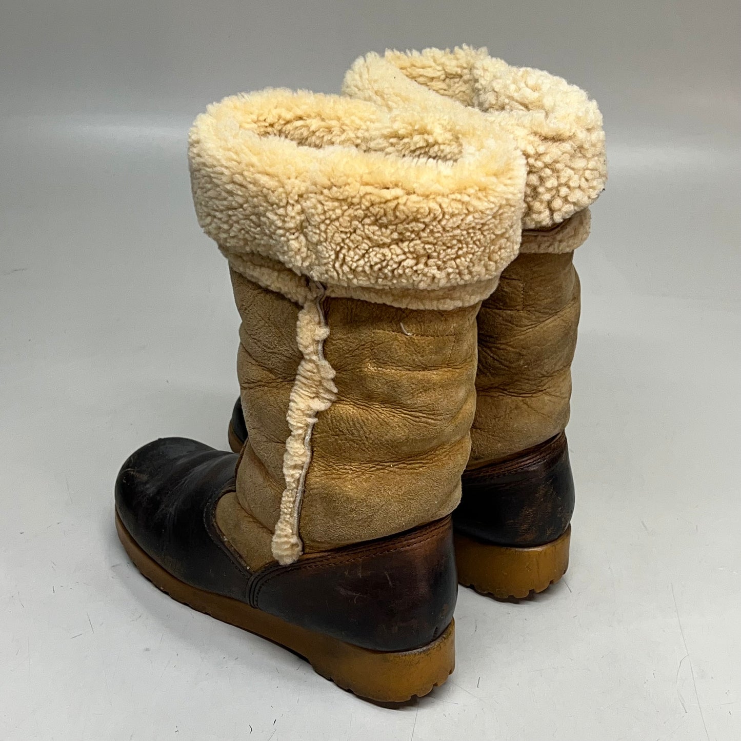 DEXTER USA Suede & Leather Fur Lined Boots  Women's Sz 12 Brown (Pre-Owned)