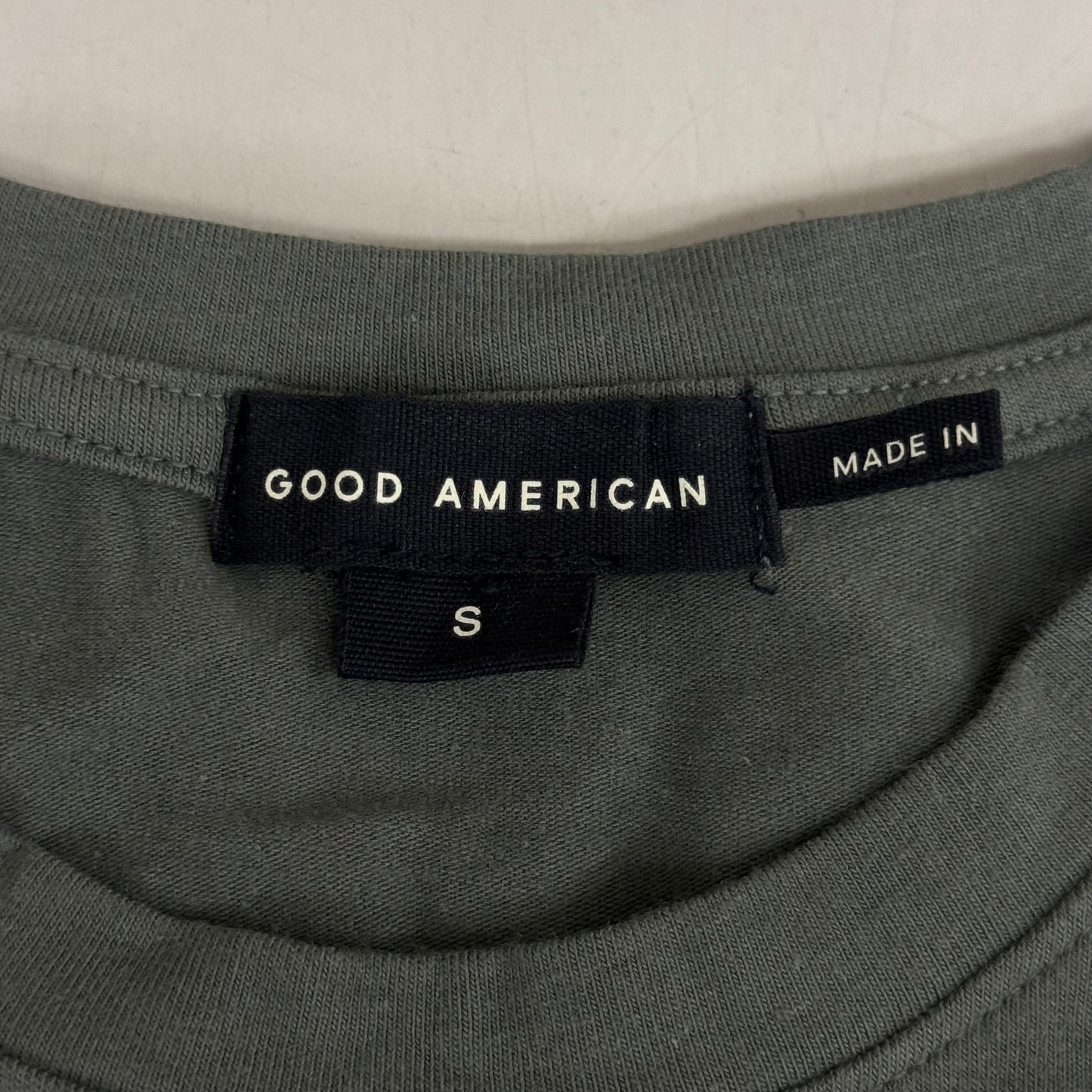 GOOD AMERICAN Green Stretch T-shirt Women's Sz S Fatigue001 GT0346