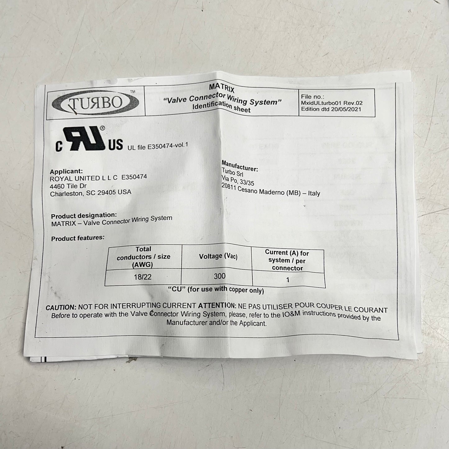 ROYAL UNITED Matrix Electrical Wiring Systems 19' Black MTX11P284M03WC