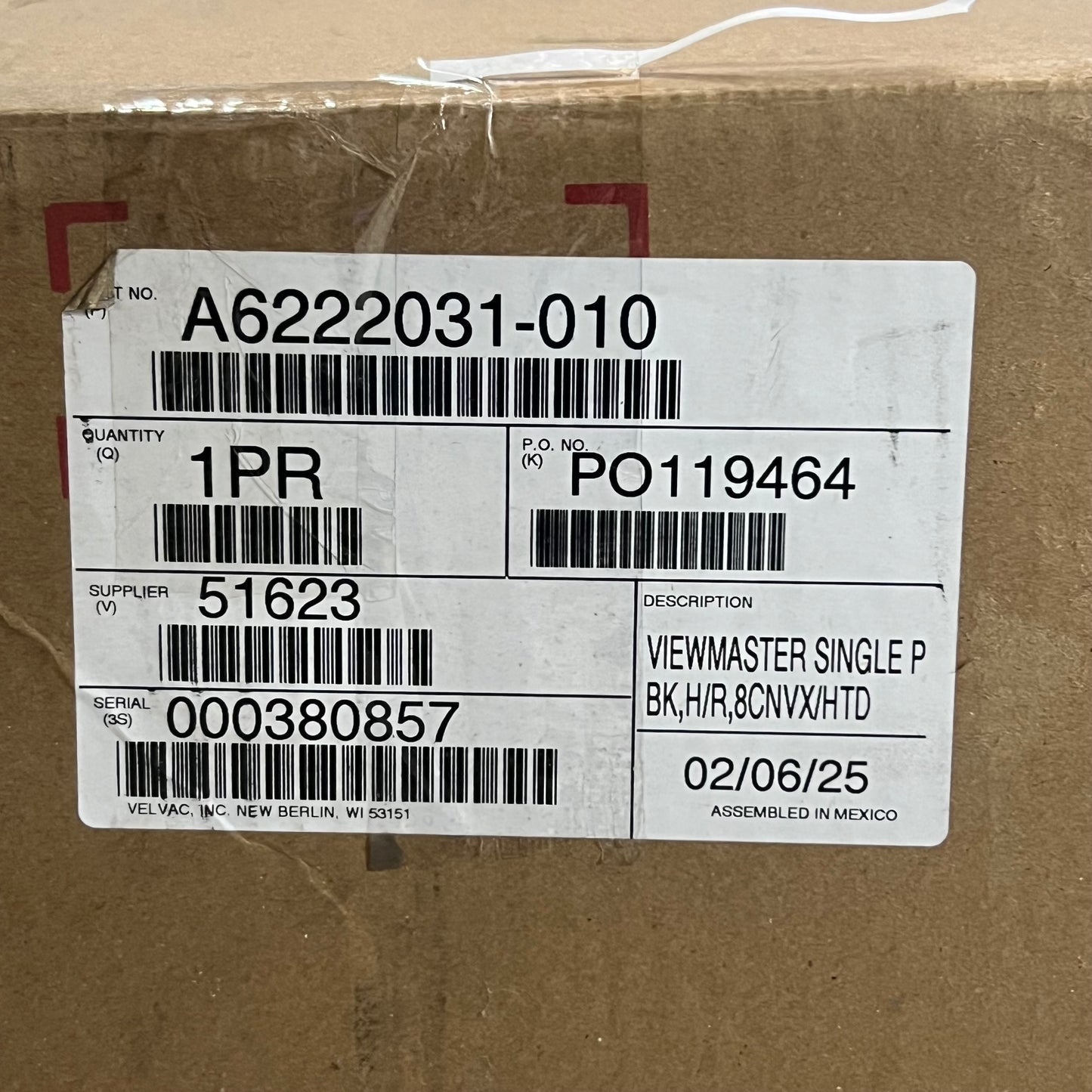 VELVAC (2 Pcs) Semi Tractor Mirrors, Black A6222031-010