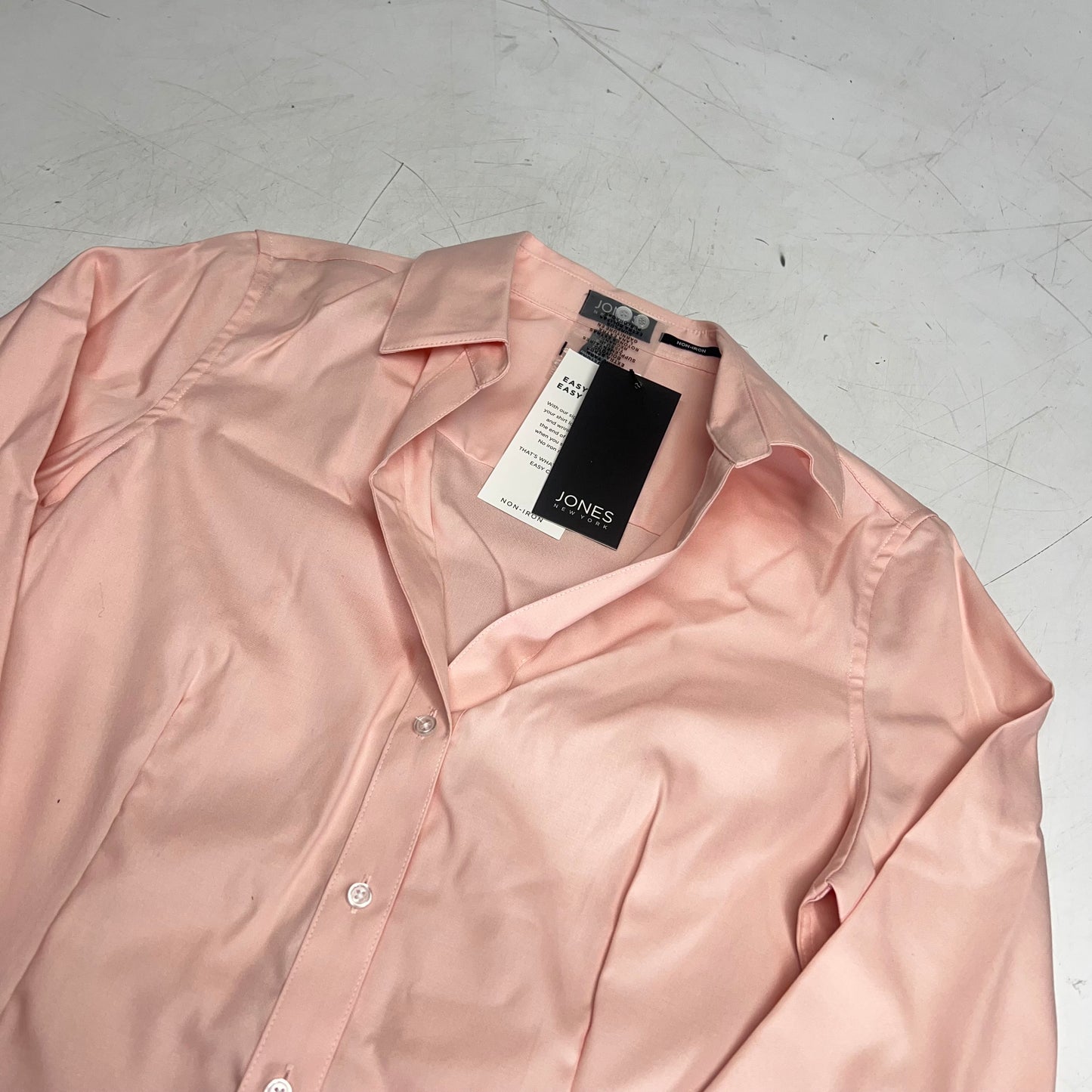 JONES New York Easy Care Professional Button Up Collared Shirt Women's Sz M Rose