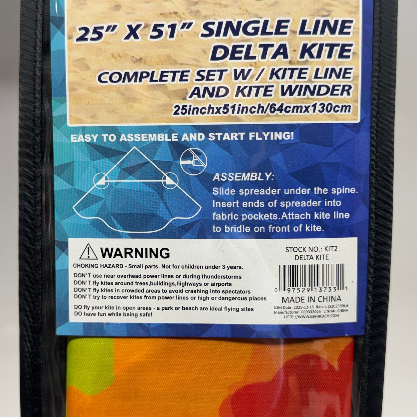 SURFGEAR Single Line Psychedelic Spiral-Designed Delta Kite - Complete Set with Kite Line & Winder Sz 25" x 51" KIT2 DELTA KITE