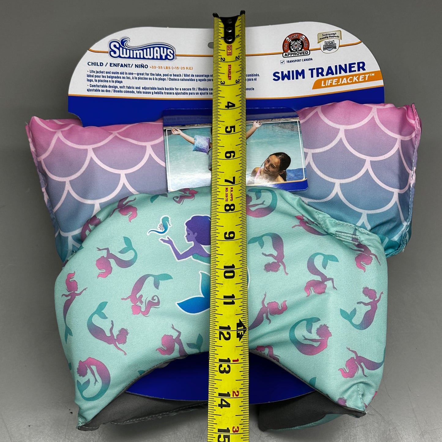 SWIMWAYS Swim Trainer Life Vest for Kids 33-55 lbs Mermaid 6067588