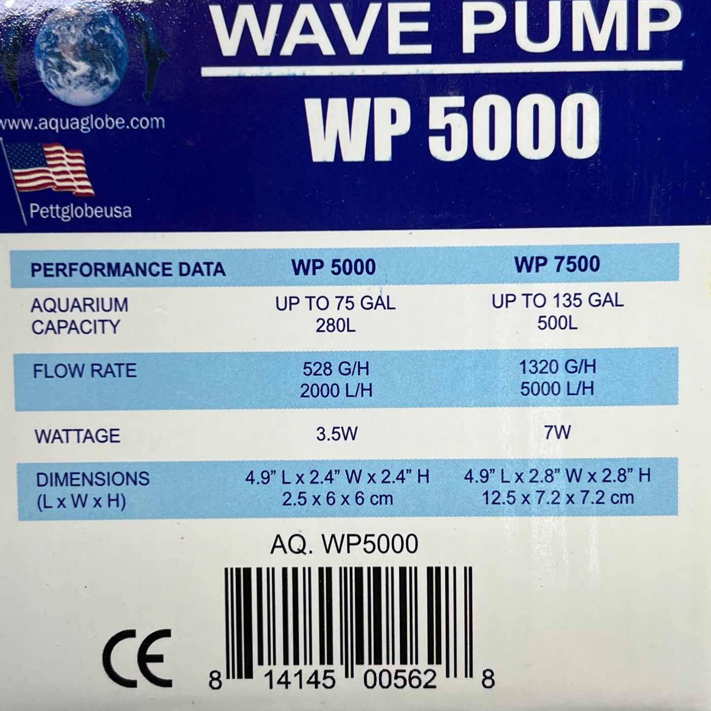 AQUAGLOBE Compact Wave Pump Easy Install Anti Vibration Suction Cup Black WP5000