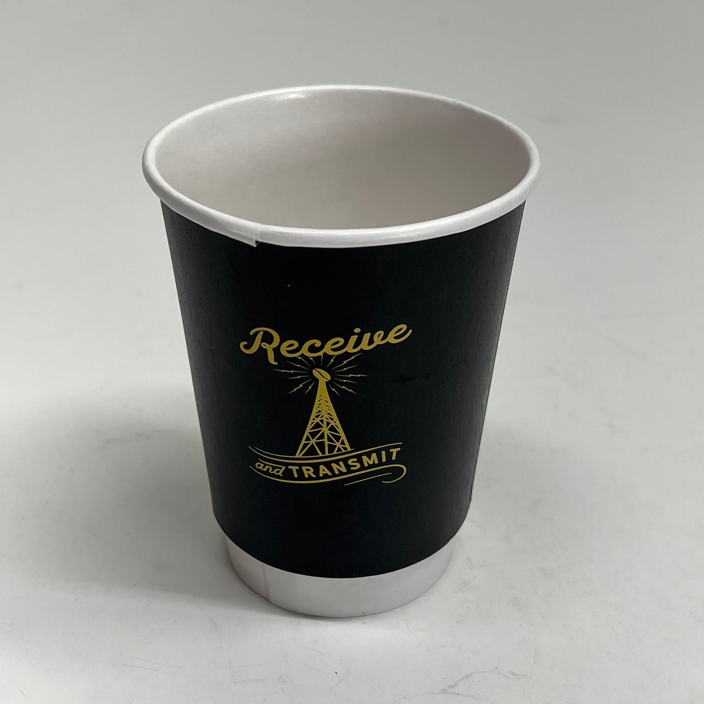 ZA@ SHORTWAVE COFFEE (25 PACK) Disposable Hot Beverage Cups  4"x3.5" Black/White