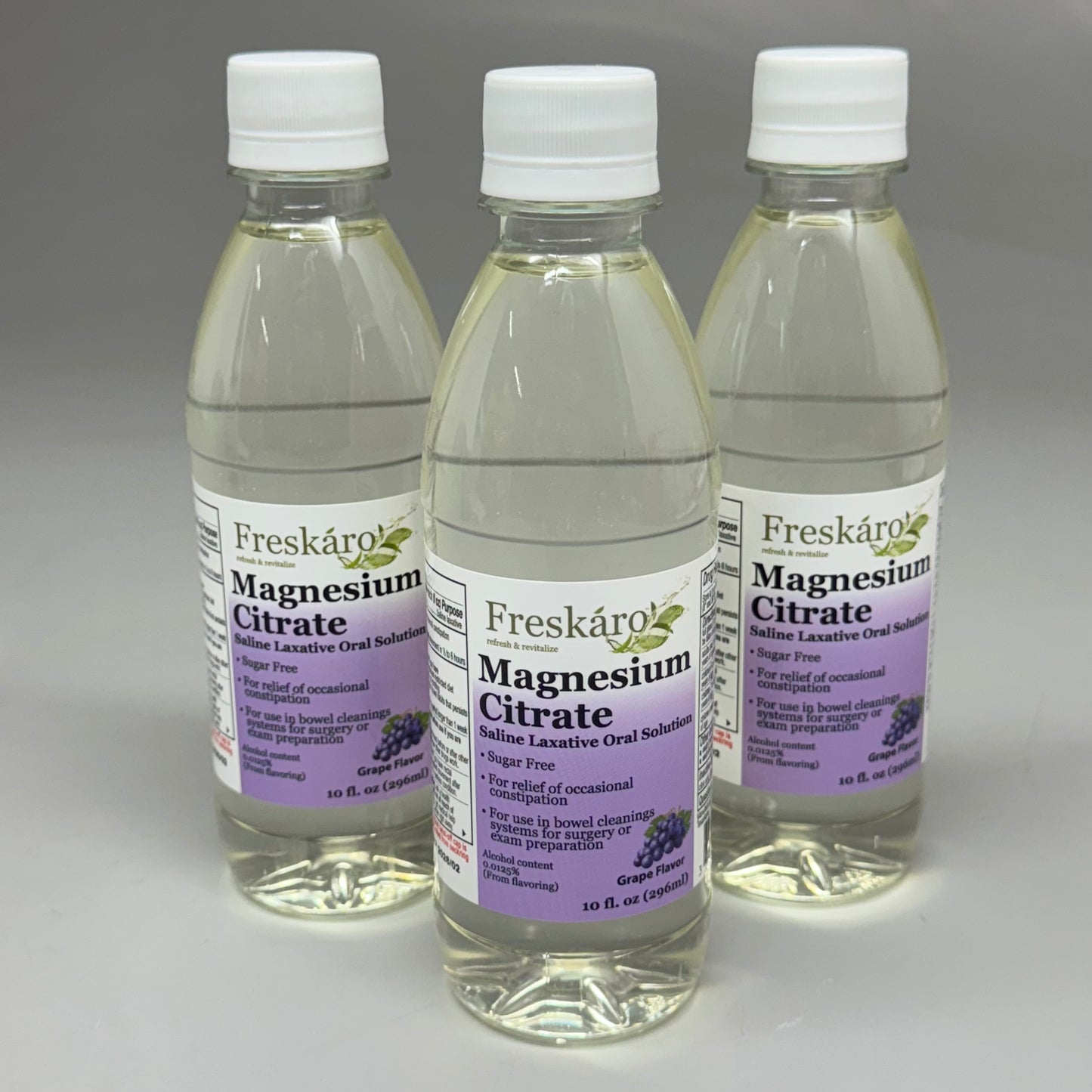 FESKARO (3 PACK) Magnesium Citrate Saline Laxative Oral Grape 10 fl oz 02/26