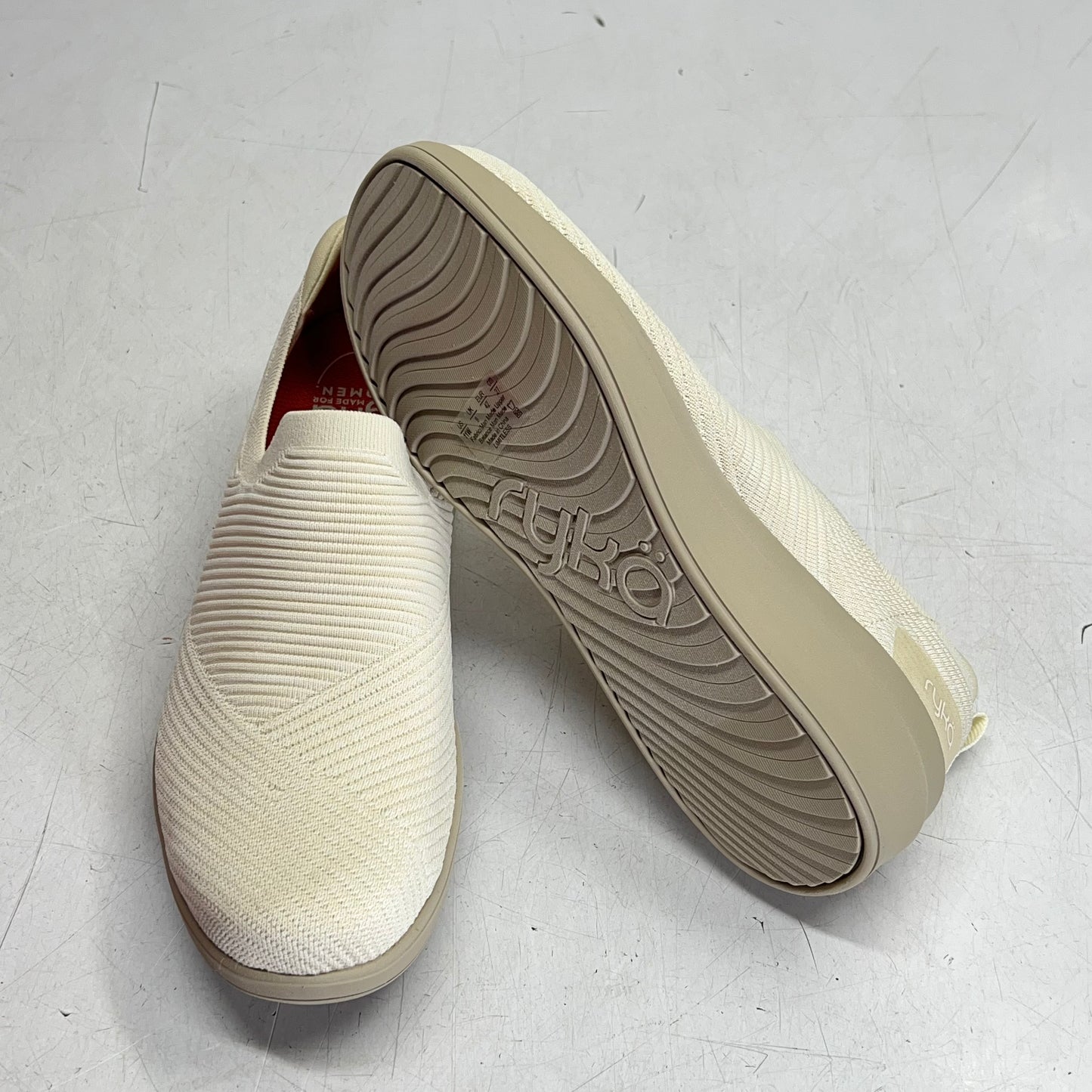 RYKA Washable Stretch Knit Slip-ons - Limitless Women's Sz 11W Birch Beige W302