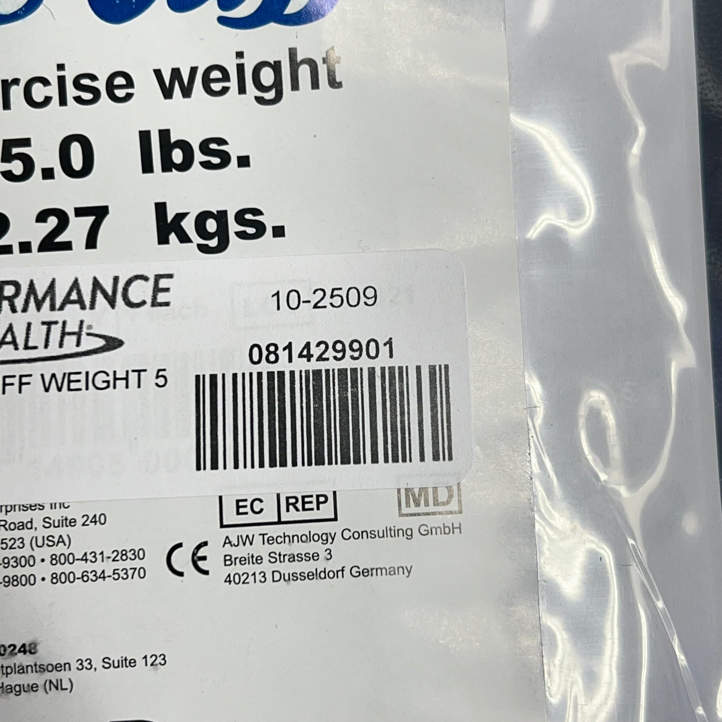 THE CUFF Original Ankle & Wrist Weights Physical Therapy 5lb Black 10-2509