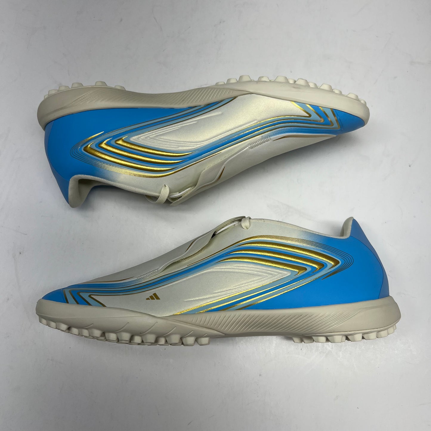ADIDAS F50 Messi League Turf Soccer Cleats Men's Sz 8.5 Ivory/Blue/Ice Blue