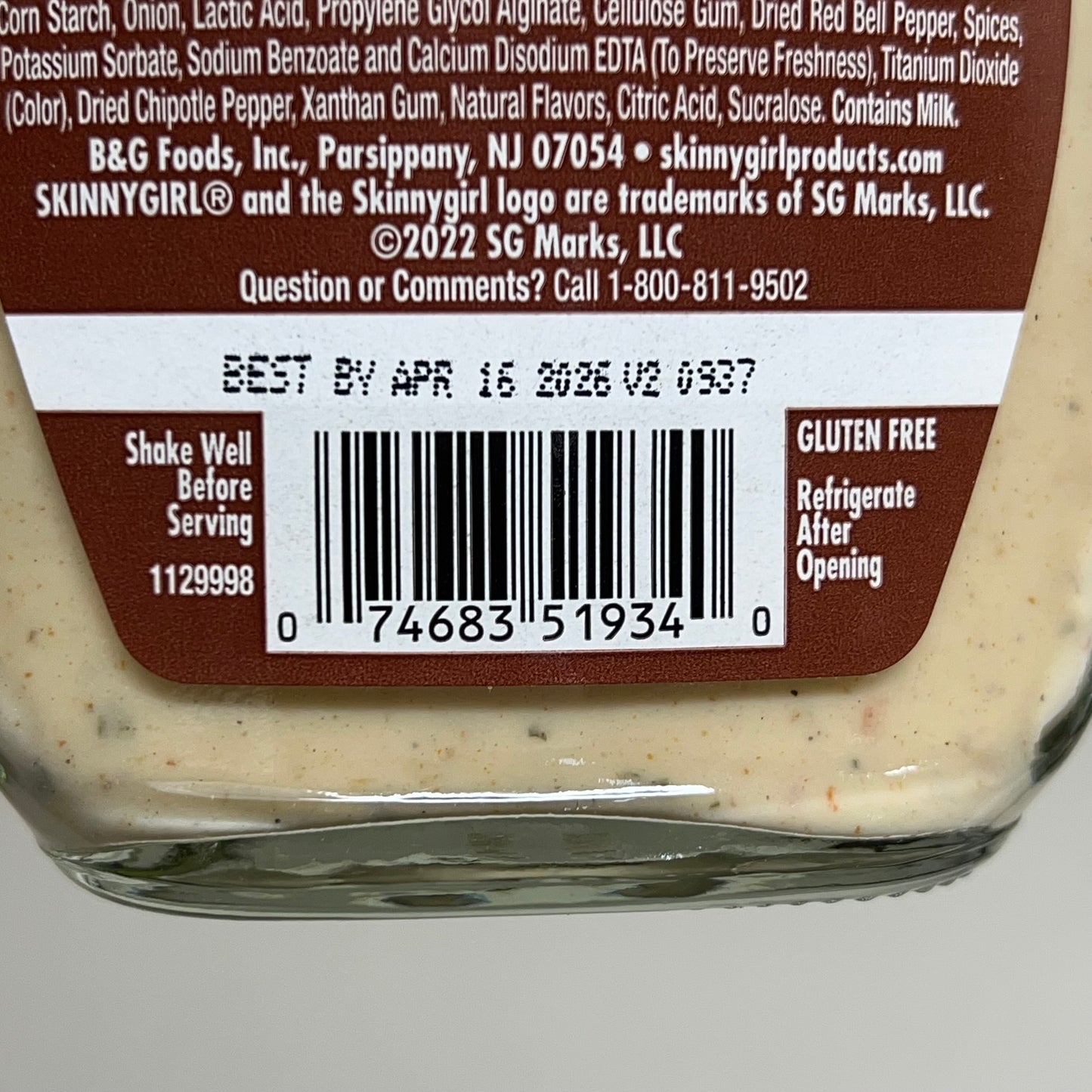 SKINNY GIRL (12 PACK) Chipotle Ranch Dressing Sugar Free Fat Free BB 4/26 8fl oz