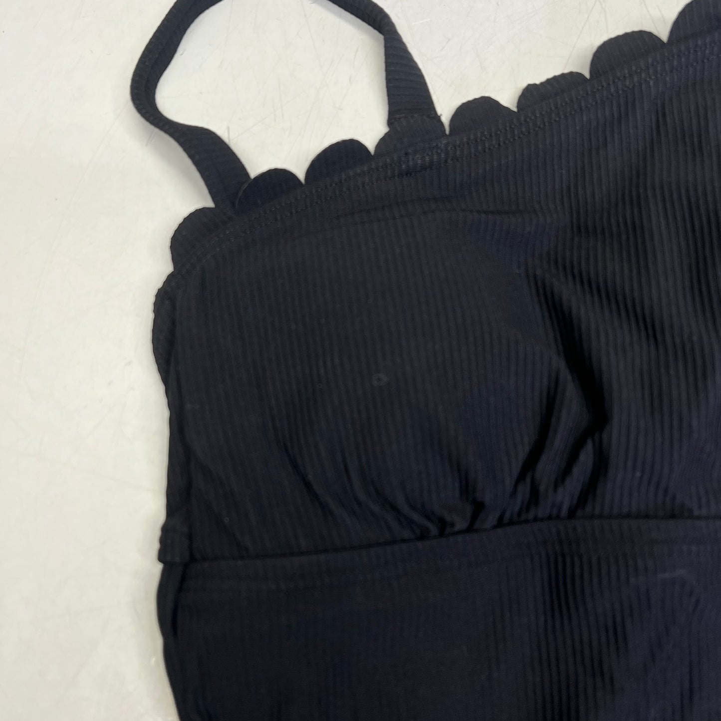 CHARMO Asymmetrical Retro Ribbed Moderate Cut One Piece Swimwear Wmn Sz XL Black