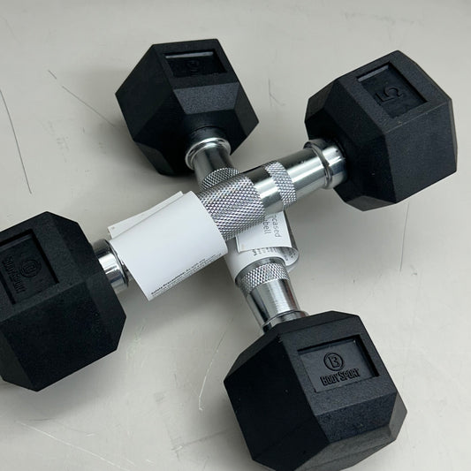 BODY SPORT (2 Pack) Rubber Encased Hex Dumbbells 5lbs Black BDSRSDB05