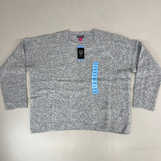 VINCE CAMUTO Cable Knit Sweater Women's Sz-L Light Heather Grey SC2895