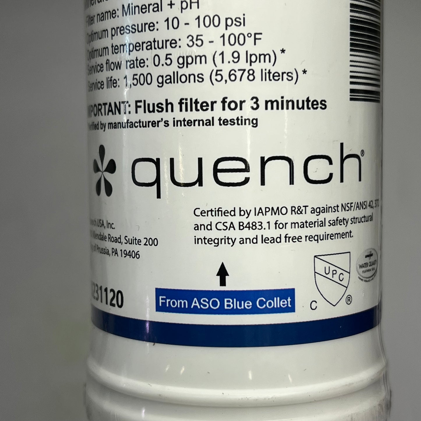 QUENCH  (2 PACK) Mineral + PH For Bottomless Cooler Filter For Culligan P02310