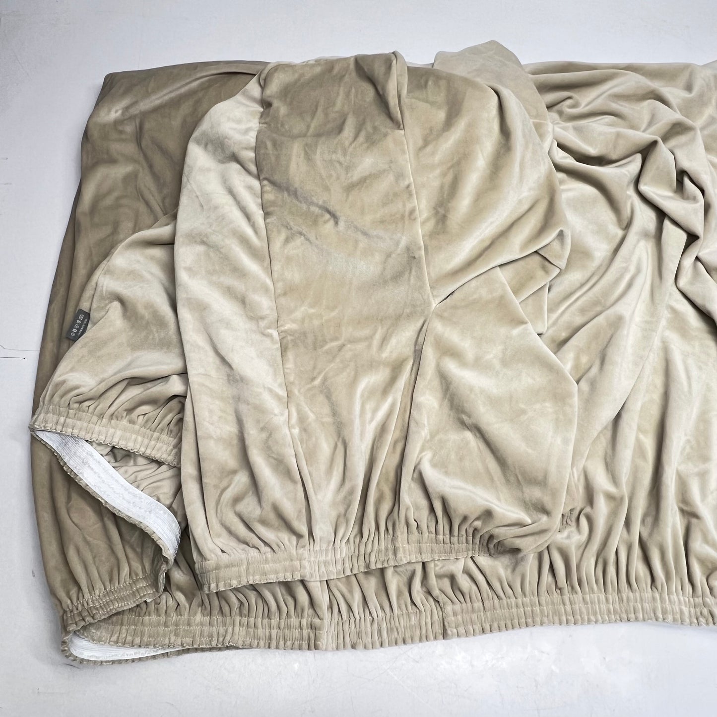 H.VERSAILTEX Velvet 3 Seat Sofa Stretch Cover W/ Arms Washable Creme (New Other)