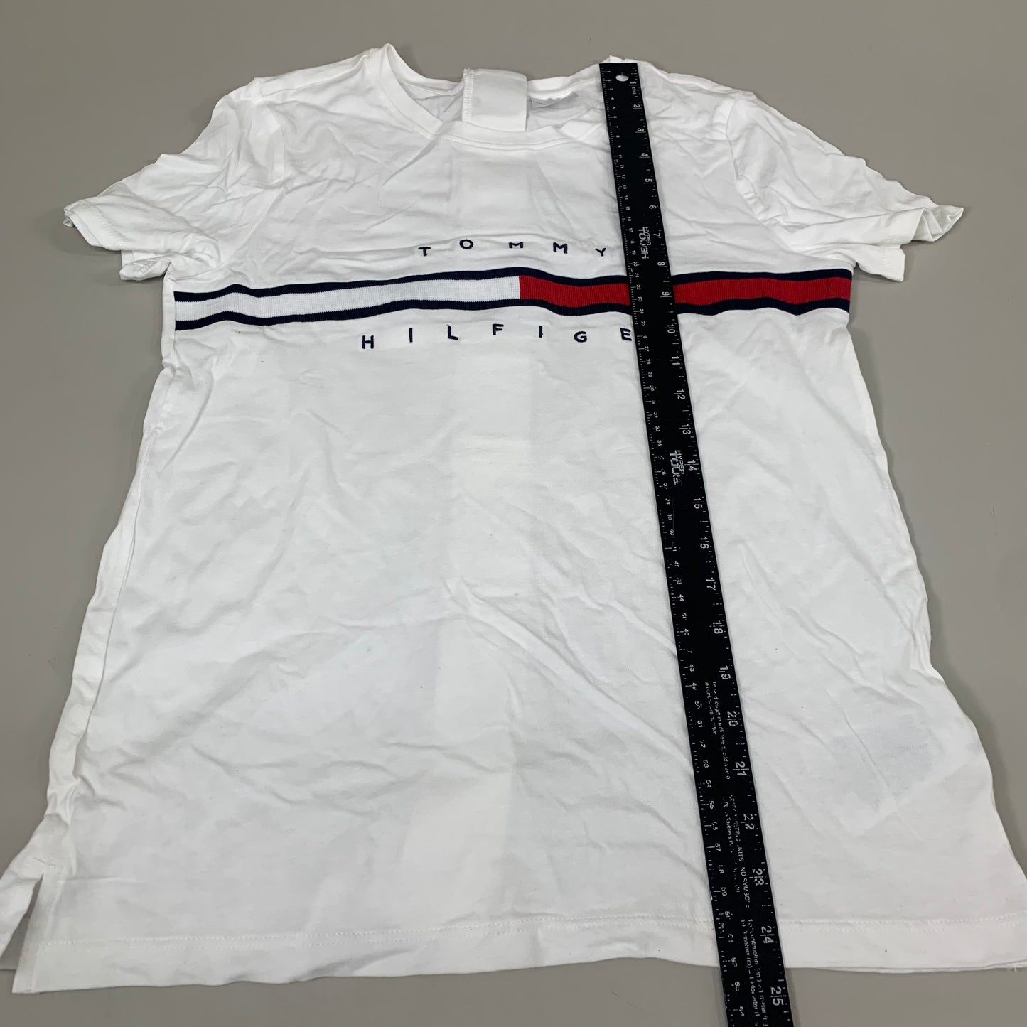 TOMMY HILFIGER Adaptive Short Sleeve Hook & Loop T-Shirt White Women's SZ S/P Signature Stripe (New Other)