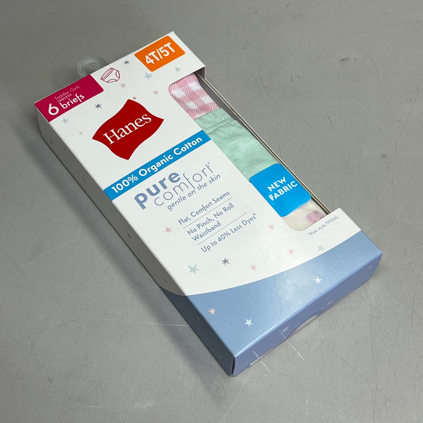 HANES (2 PACK, 6 BREIFS EACH) 100% Organic Cotton Pure Comfort Girls 4T/5T TP10AS