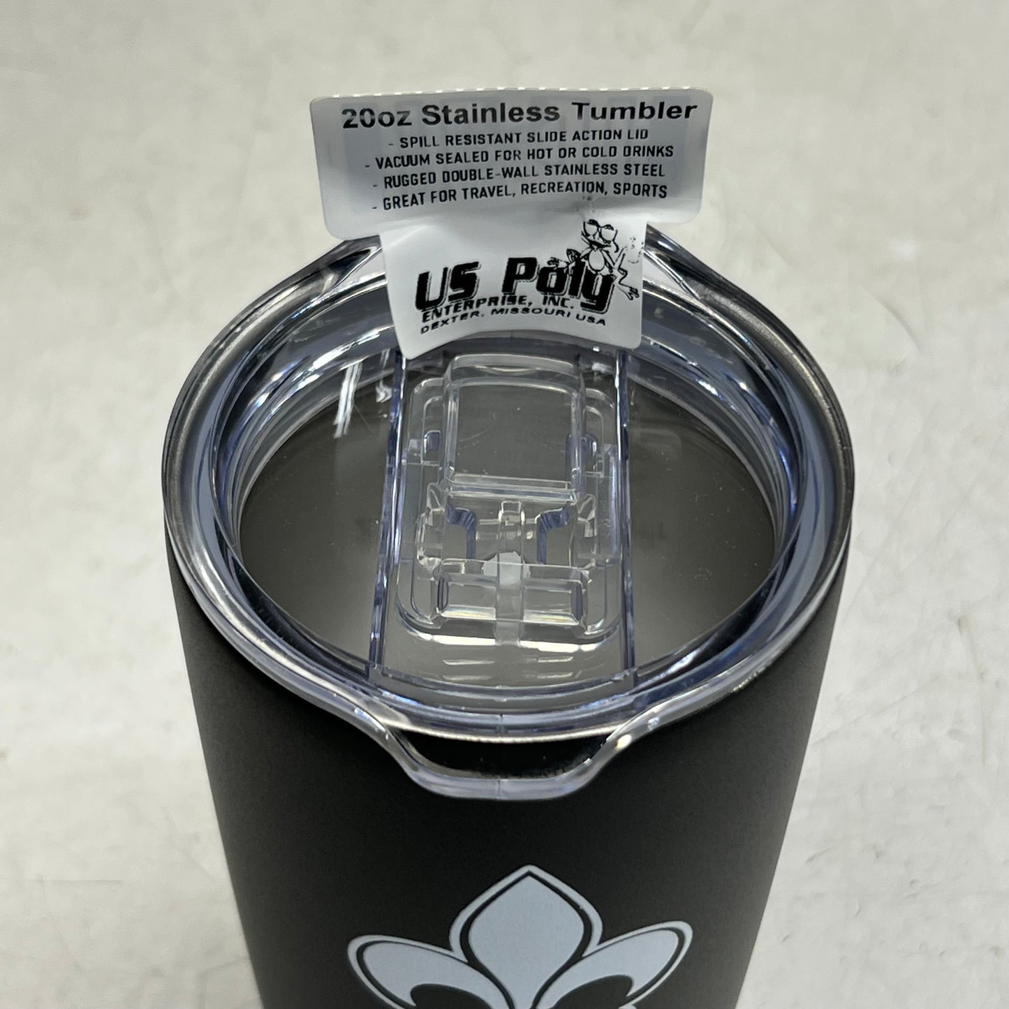 US PALY 20 Oz Stainless Steel Tumbler with Design, Black C800-WM