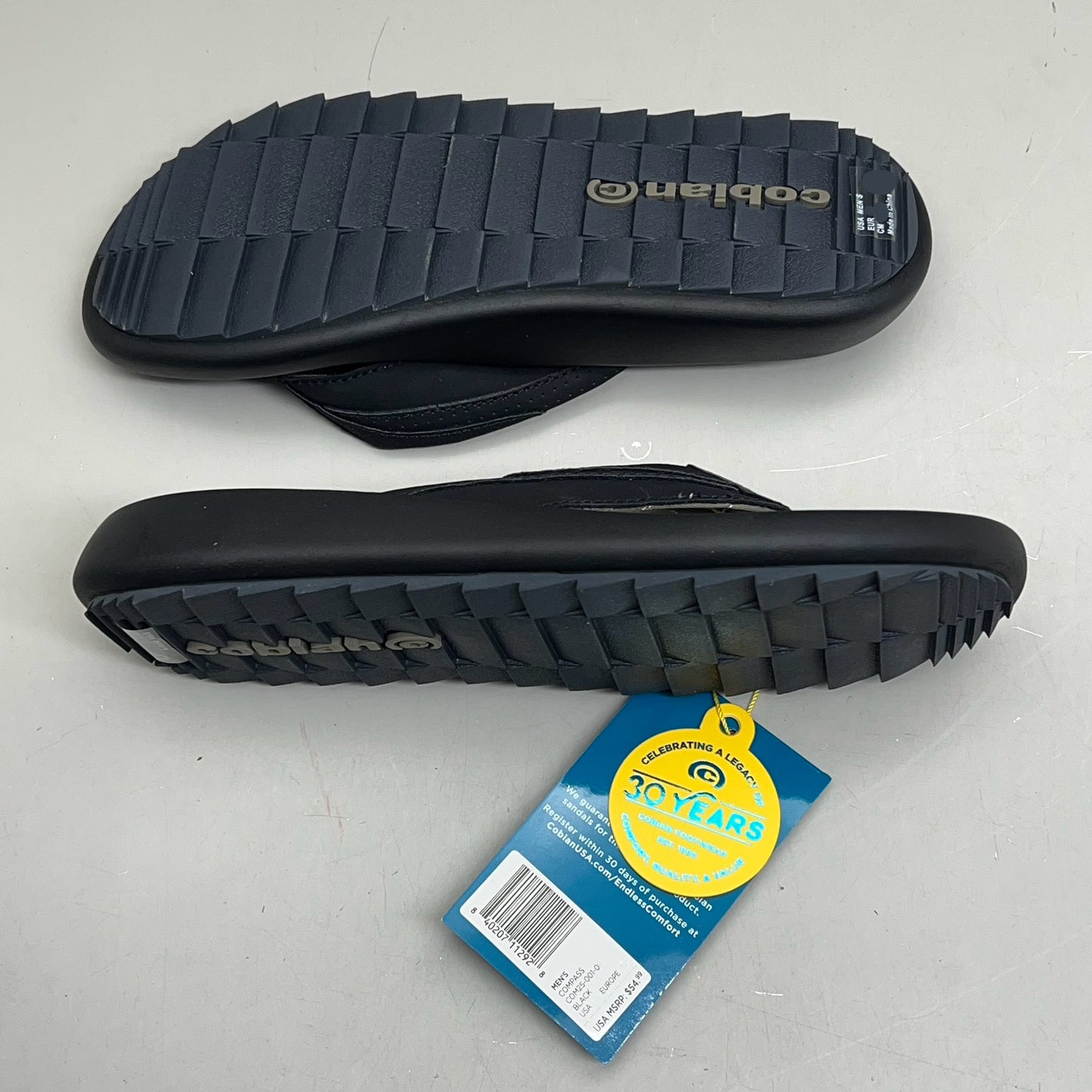 COBIAN Compass Synthetic Leather Strap Men's Sz 10, EU 43 Black COM25-001-10