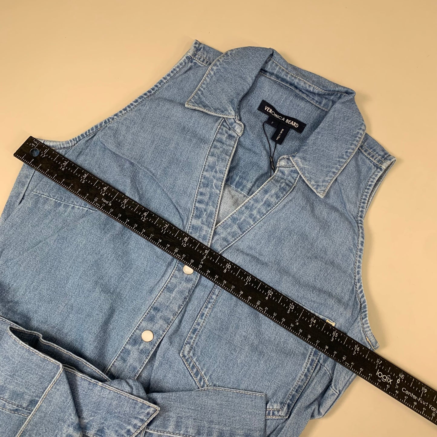 VERONICA BEARD Jeans Edwina Sleeveless Midi Dress Sz-2 Iceberg J24067101287IC