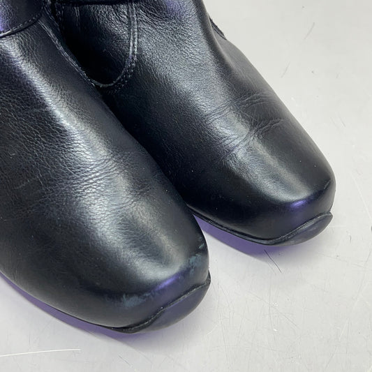 ZIERA Buckle Half Calf Zipper Boot Real Leather Women's Sz 9.5 Black (Pre-Owned)