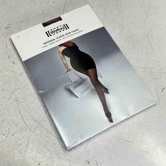 WOLFORD Individual 10 Back Seam Tights Women's Sz L Midnight Red 18563