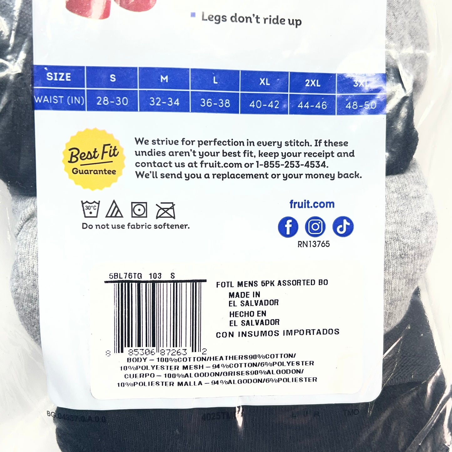ZA@ FRUIT OF THE LOOM (5 PACK) Eversoft Breathable Fabric Boxer Breifs Men's Sz S Grey/Black 5BL76TG